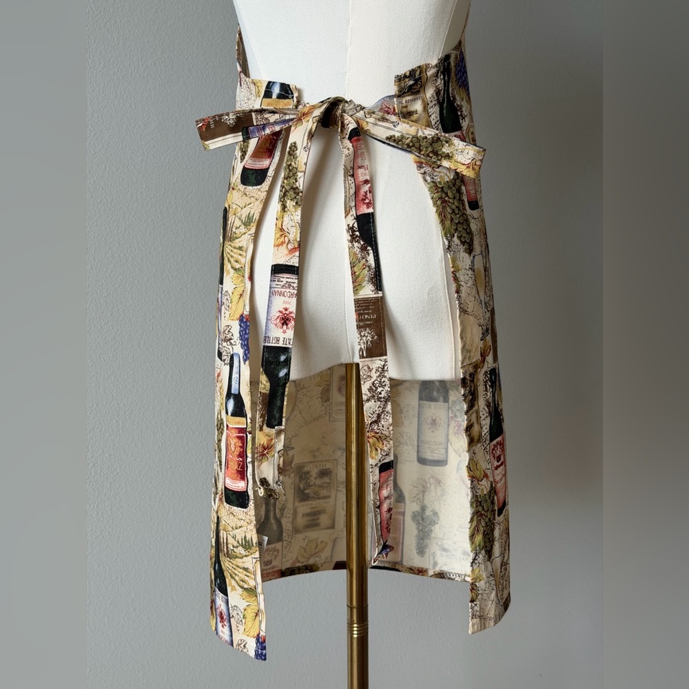 mou designs Wine Glass & Bottle Kitchen Cotton Apron-Fun Barware / Chef Cooking - Picture 6 of 11